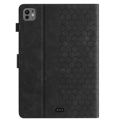 For iPad Pro 11 (2024) Case Honeycomb Printed Leather Tablet Cover with Card Slot