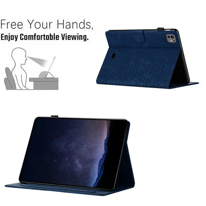 For iPad Pro 11 (2024) Case Honeycomb Printed Leather Tablet Cover with Card Slot