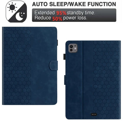 For iPad Pro 11 (2024) Case Honeycomb Printed Leather Tablet Cover with Card Slot