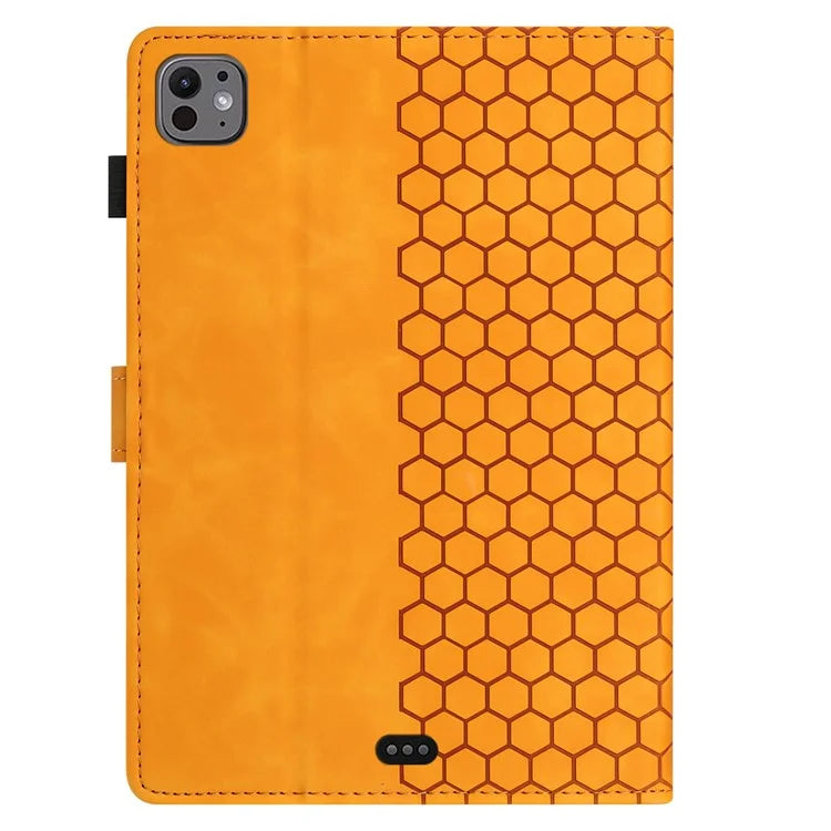 For iPad Pro 11 (2024) Case Honeycomb Printed Leather Tablet Cover with Card Slot