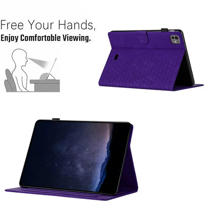 For iPad Pro 11 (2024) Case Honeycomb Printed Leather Tablet Cover with Card Slot