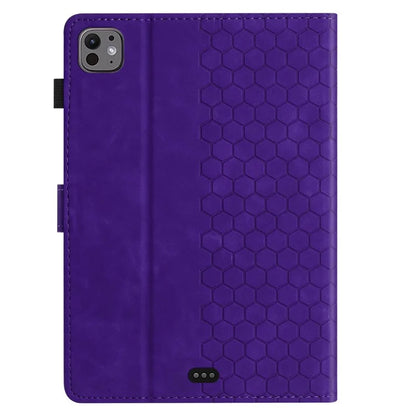 For iPad Pro 11 (2024) Case Honeycomb Printed Leather Tablet Cover with Card Slot