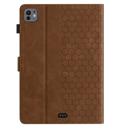 For iPad Pro 11 (2024) Case Honeycomb Printed Leather Tablet Cover with Card Slot