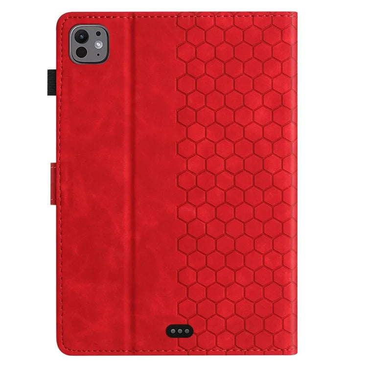 For iPad Pro 11 (2024) Case Honeycomb Printed Leather Tablet Cover with Card Slot
