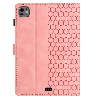 For iPad Pro 11 (2024) Case Honeycomb Printed Leather Tablet Cover with Card Slot