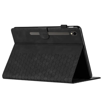 For Samsung Galaxy Tab S9 FE  /  S9 Case Honeycomb Printed Leather Tablet Cover with Card Slot