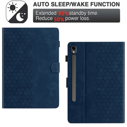 For Samsung Galaxy Tab S9 FE  /  S9 Case Honeycomb Printed Leather Tablet Cover with Card Slot