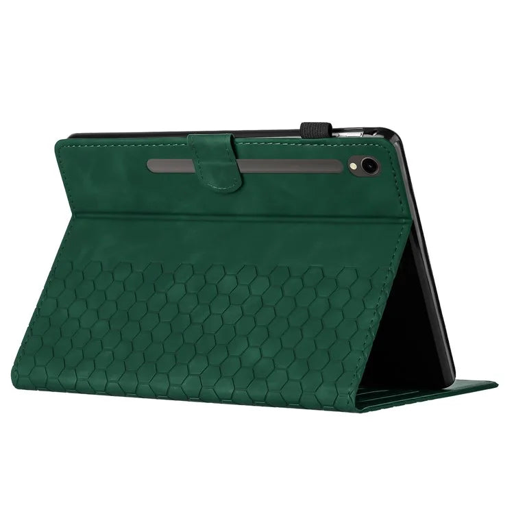 For Samsung Galaxy Tab S9 FE  /  S9 Case Honeycomb Printed Leather Tablet Cover with Card Slot