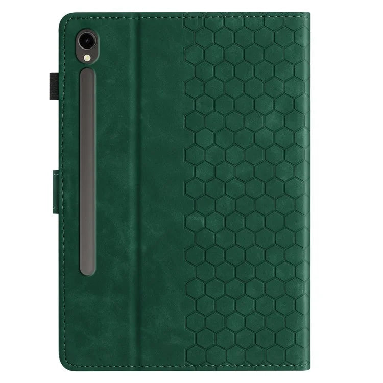 For Samsung Galaxy Tab S9 FE  /  S9 Case Honeycomb Printed Leather Tablet Cover with Card Slot