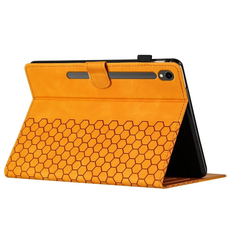 For Samsung Galaxy Tab S9 FE  /  S9 Case Honeycomb Printed Leather Tablet Cover with Card Slot