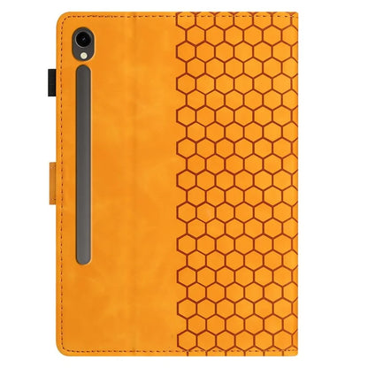 For Samsung Galaxy Tab S9 FE  /  S9 Case Honeycomb Printed Leather Tablet Cover with Card Slot
