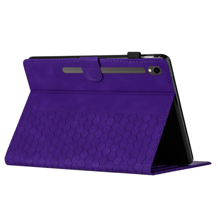 For Samsung Galaxy Tab S9 FE  /  S9 Case Honeycomb Printed Leather Tablet Cover with Card Slot