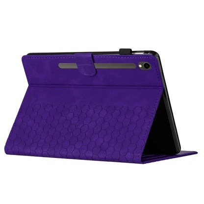For Samsung Galaxy Tab S9 FE  /  S9 Case Honeycomb Printed Leather Tablet Cover with Card Slot