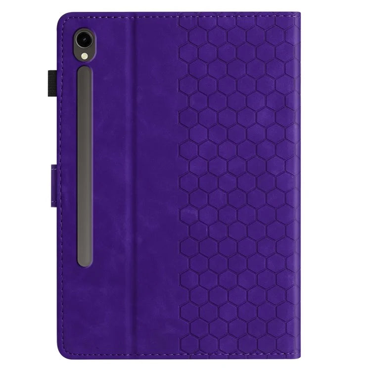 For Samsung Galaxy Tab S9 FE  /  S9 Case Honeycomb Printed Leather Tablet Cover with Card Slot