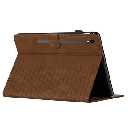 For Samsung Galaxy Tab S9 FE  /  S9 Case Honeycomb Printed Leather Tablet Cover with Card Slot