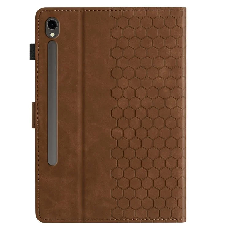 For Samsung Galaxy Tab S9 FE  /  S9 Case Honeycomb Printed Leather Tablet Cover with Card Slot