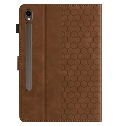 For Samsung Galaxy Tab S9 FE  /  S9 Case Honeycomb Printed Leather Tablet Cover with Card Slot