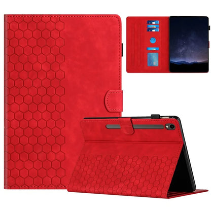 For Samsung Galaxy Tab S9 FE  /  S9 Case Honeycomb Printed Leather Tablet Cover with Card Slot