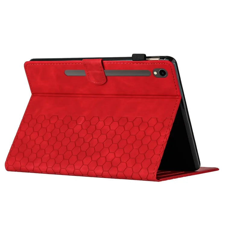For Samsung Galaxy Tab S9 FE  /  S9 Case Honeycomb Printed Leather Tablet Cover with Card Slot