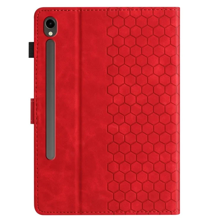 For Samsung Galaxy Tab S9 FE  /  S9 Case Honeycomb Printed Leather Tablet Cover with Card Slot