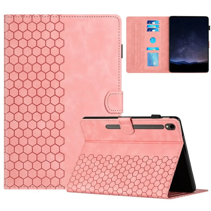 For Samsung Galaxy Tab S9 FE  /  S9 Case Honeycomb Printed Leather Tablet Cover with Card Slot