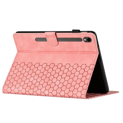 For Samsung Galaxy Tab S9 FE  /  S9 Case Honeycomb Printed Leather Tablet Cover with Card Slot