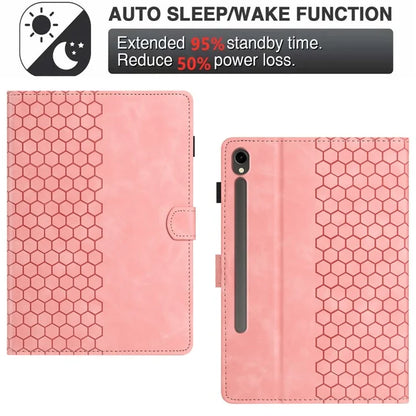 For Samsung Galaxy Tab S9 FE  /  S9 Case Honeycomb Printed Leather Tablet Cover with Card Slot
