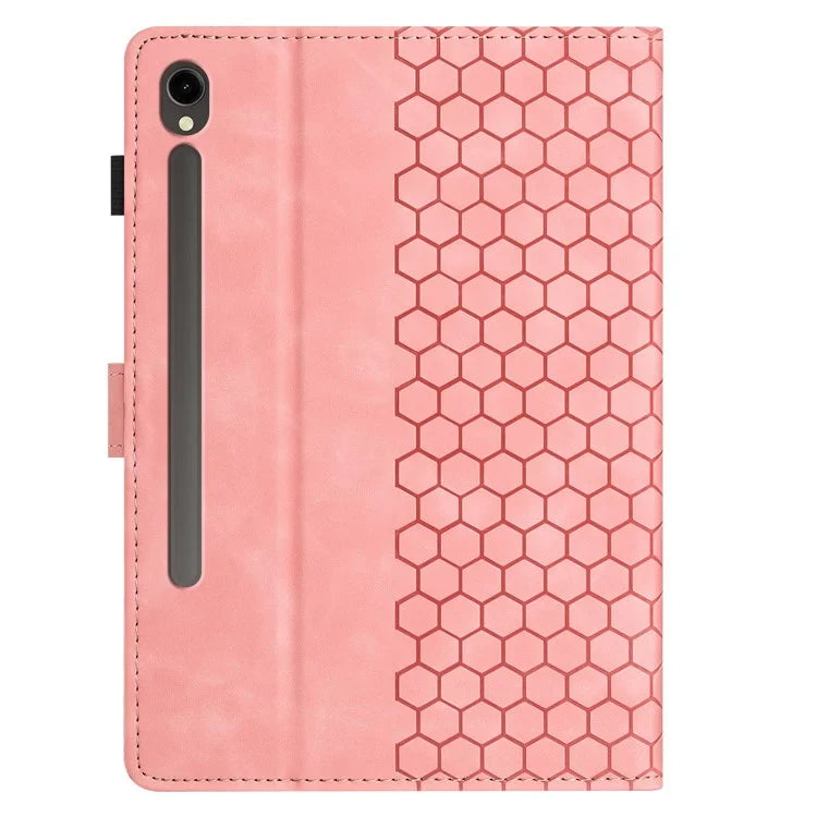 For Samsung Galaxy Tab S9 FE  /  S9 Case Honeycomb Printed Leather Tablet Cover with Card Slot