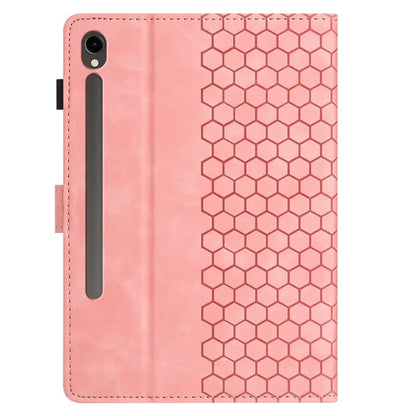 For Samsung Galaxy Tab S9 FE  /  S9 Case Honeycomb Printed Leather Tablet Cover with Card Slot