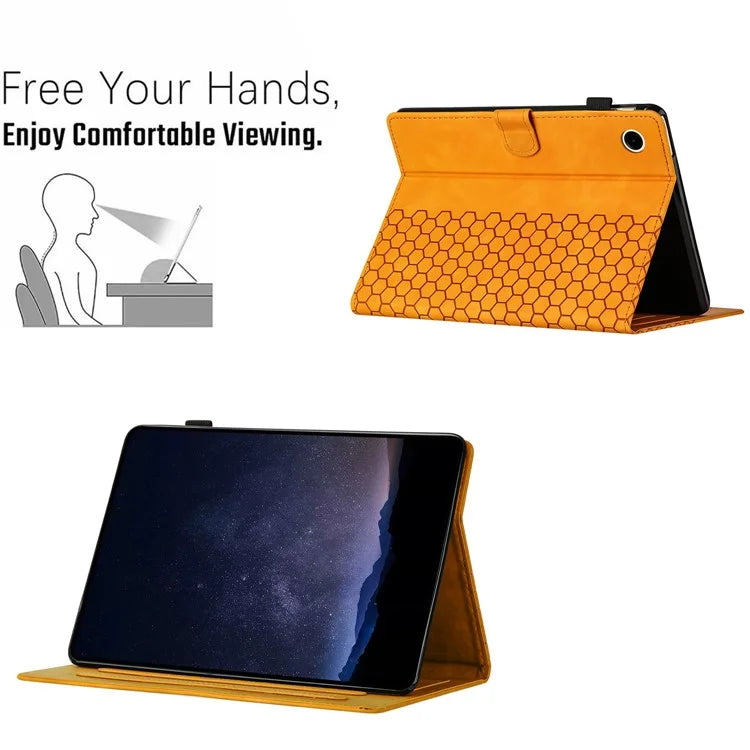 For Samsung Galaxy Tab A9 Case Honeycomb Printed Leather Tablet Cover with Card Slot