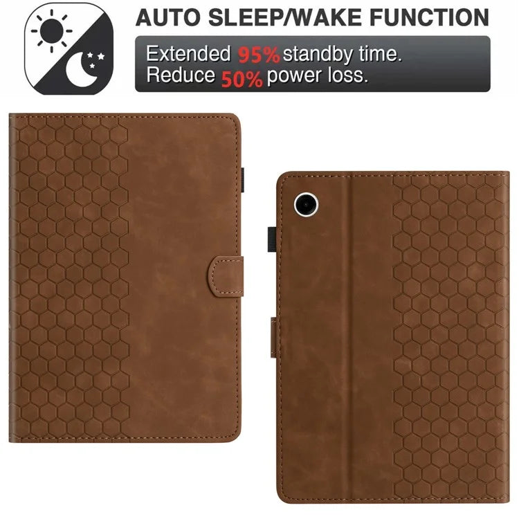 For Samsung Galaxy Tab A9 Case Honeycomb Printed Leather Tablet Cover with Card Slot