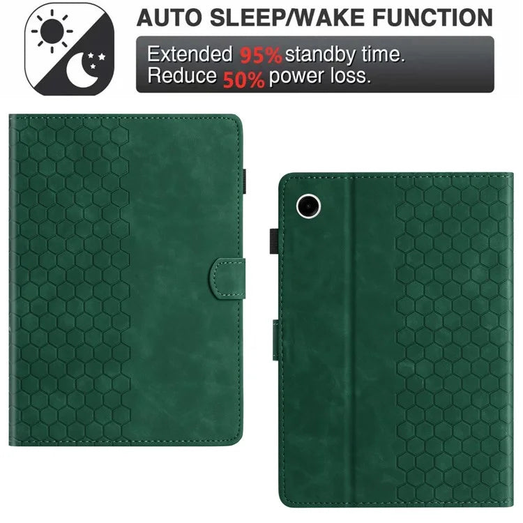 For Samsung Galaxy Tab A9 Case Honeycomb Printed Leather Tablet Cover with Card Slot