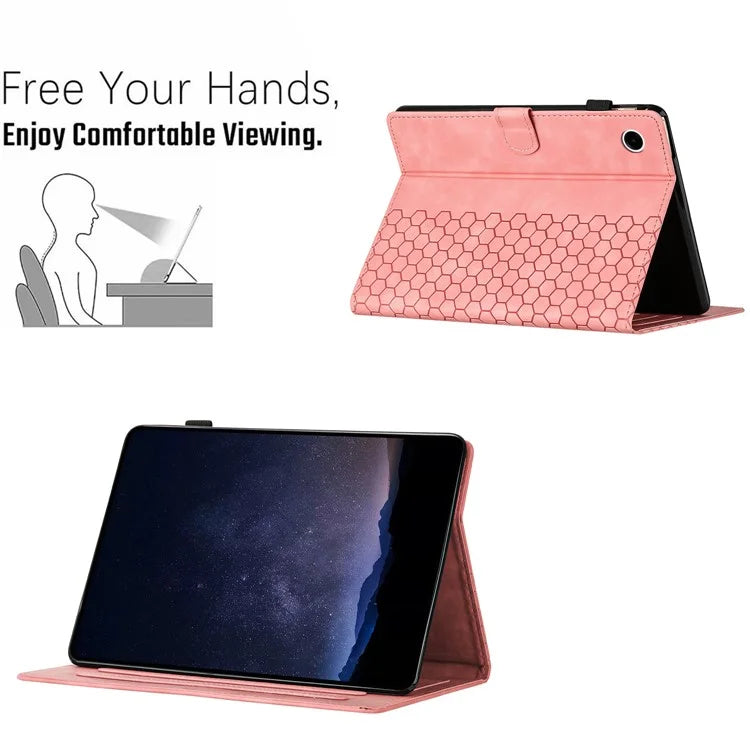 For Samsung Galaxy Tab A9 Case Honeycomb Printed Leather Tablet Cover with Card Slot