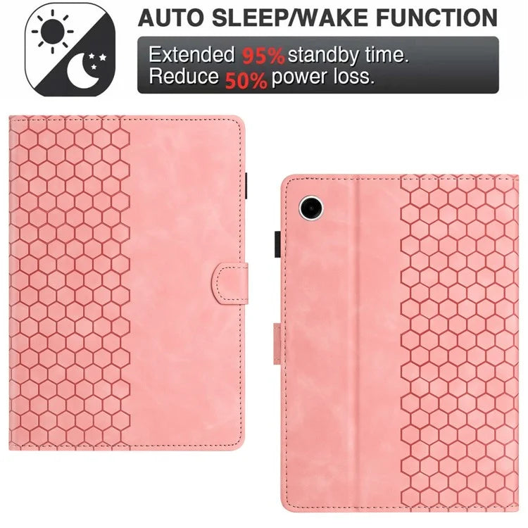 For Samsung Galaxy Tab A9 Case Honeycomb Printed Leather Tablet Cover with Card Slot