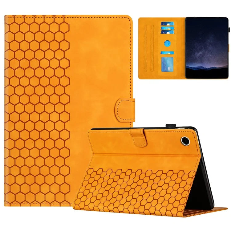 For Samsung Galaxy Tab A8 10.5 (2022)  /  (2021) Case Honeycomb Printed Leather Tablet Cover with Card Slot