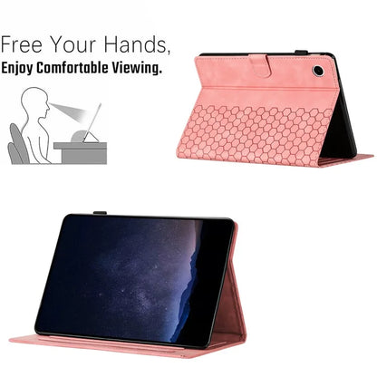 For Samsung Galaxy Tab A8 10.5 (2022)  /  (2021) Case Honeycomb Printed Leather Tablet Cover with Card Slot