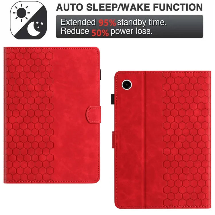 For Samsung Galaxy Tab A9+ Case Honeycomb Printed Leather Tablet Cover with Card Slot