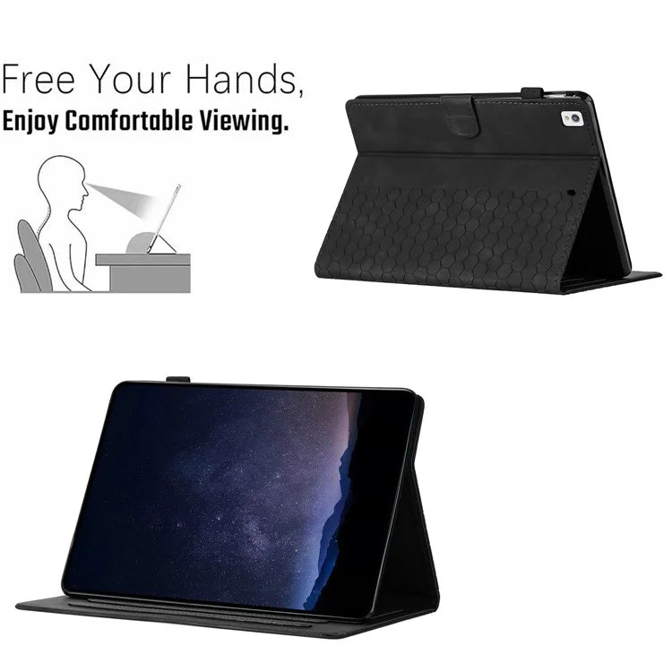 For Samsung Galaxy Tab A7 Lite 8.7-inch T220  /  T225 Case Honeycomb Printed Leather Tablet Cover with Card Slot