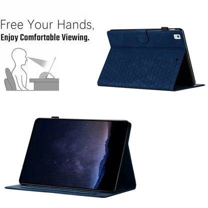 For Samsung Galaxy Tab A7 Lite 8.7-inch T220  /  T225 Case Honeycomb Printed Leather Tablet Cover with Card Slot