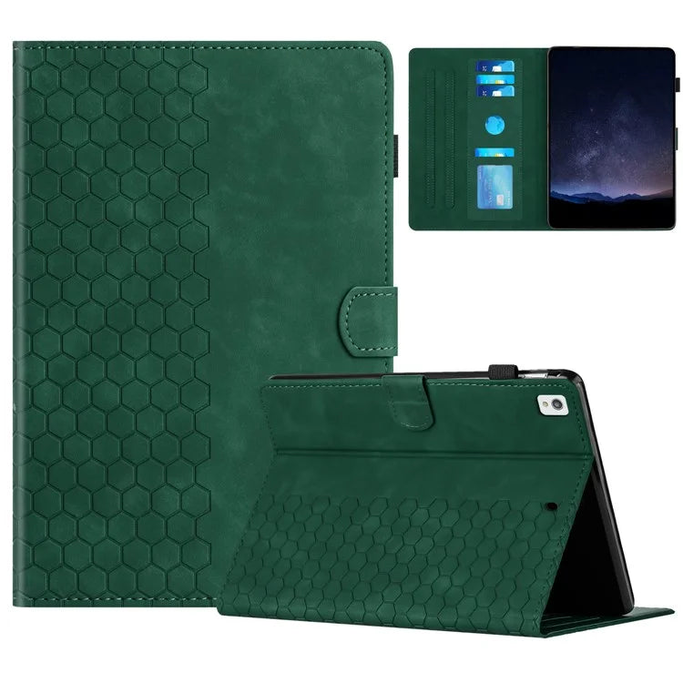 For Samsung Galaxy Tab A7 Lite 8.7-inch T220  /  T225 Case Honeycomb Printed Leather Tablet Cover with Card Slot