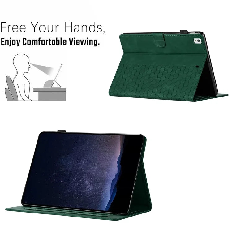 For Samsung Galaxy Tab A7 Lite 8.7-inch T220  /  T225 Case Honeycomb Printed Leather Tablet Cover with Card Slot