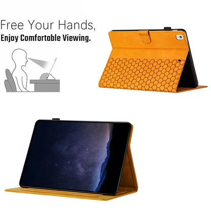 For Samsung Galaxy Tab A7 Lite 8.7-inch T220  /  T225 Case Honeycomb Printed Leather Tablet Cover with Card Slot