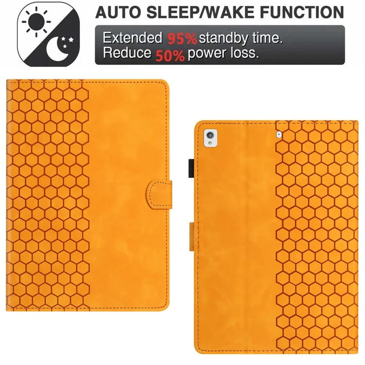 For Samsung Galaxy Tab A7 Lite 8.7-inch T220  /  T225 Case Honeycomb Printed Leather Tablet Cover with Card Slot