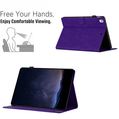 For Samsung Galaxy Tab A7 Lite 8.7-inch T220  /  T225 Case Honeycomb Printed Leather Tablet Cover with Card Slot