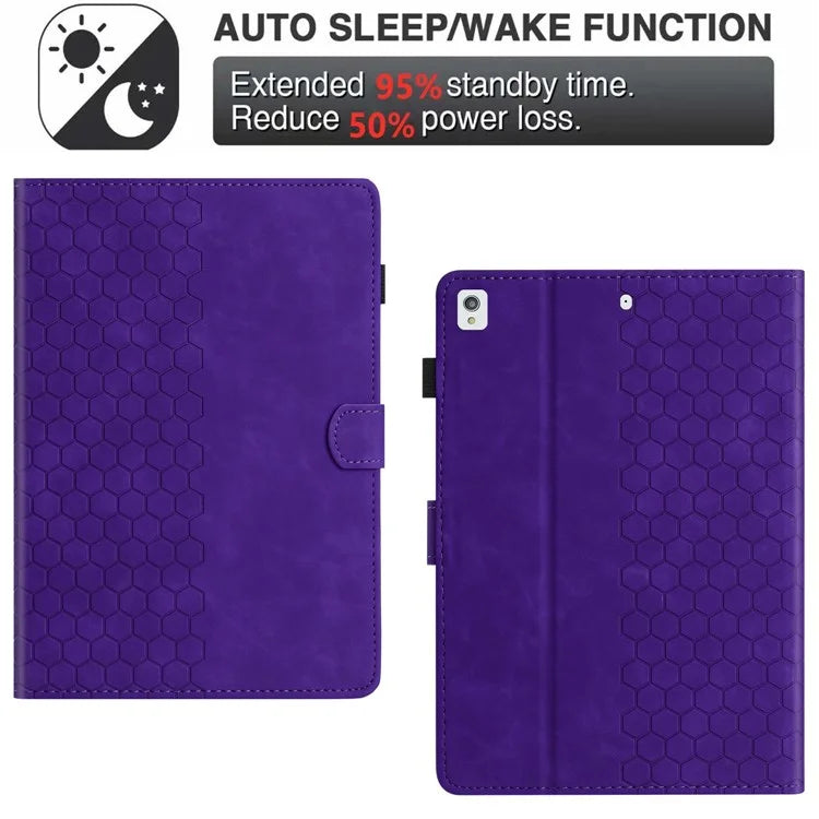For Samsung Galaxy Tab A7 Lite 8.7-inch T220  /  T225 Case Honeycomb Printed Leather Tablet Cover with Card Slot