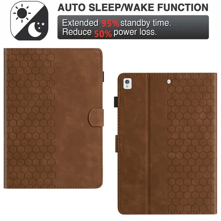 For Samsung Galaxy Tab A7 Lite 8.7-inch T220  /  T225 Case Honeycomb Printed Leather Tablet Cover with Card Slot