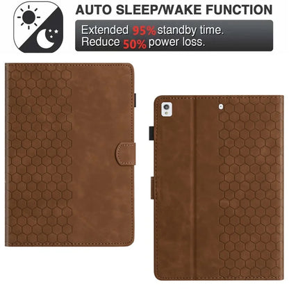 For Samsung Galaxy Tab A7 Lite 8.7-inch T220  /  T225 Case Honeycomb Printed Leather Tablet Cover with Card Slot