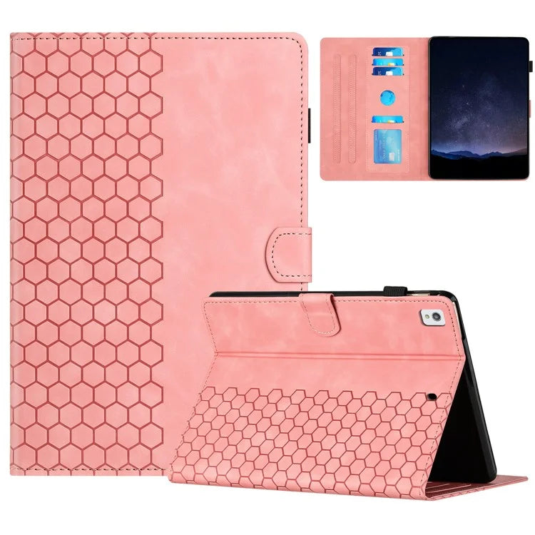 For Samsung Galaxy Tab A7 Lite 8.7-inch T220  /  T225 Case Honeycomb Printed Leather Tablet Cover with Card Slot