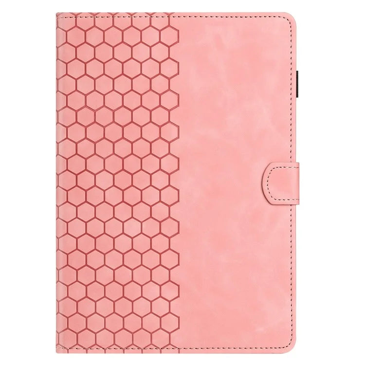 For Samsung Galaxy Tab A7 Lite 8.7-inch T220  /  T225 Case Honeycomb Printed Leather Tablet Cover with Card Slot