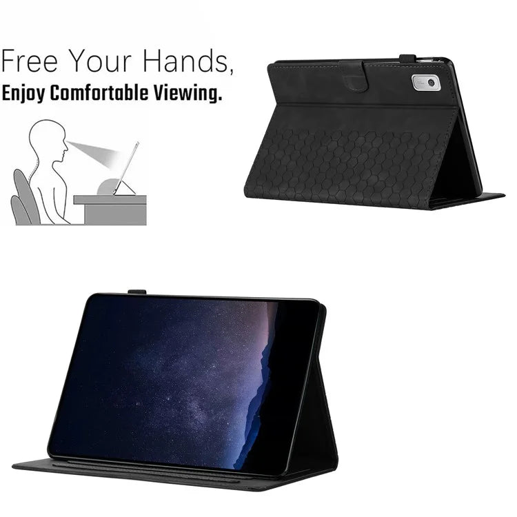 For Lenovo Tab P11 Gen 2 Case Honeycomb Printed Leather Tablet Cover with Card Slot